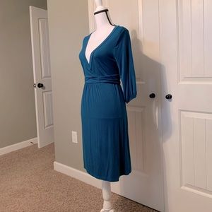Dress Deep Turquoise V-Neck Tie Back Size Medium
